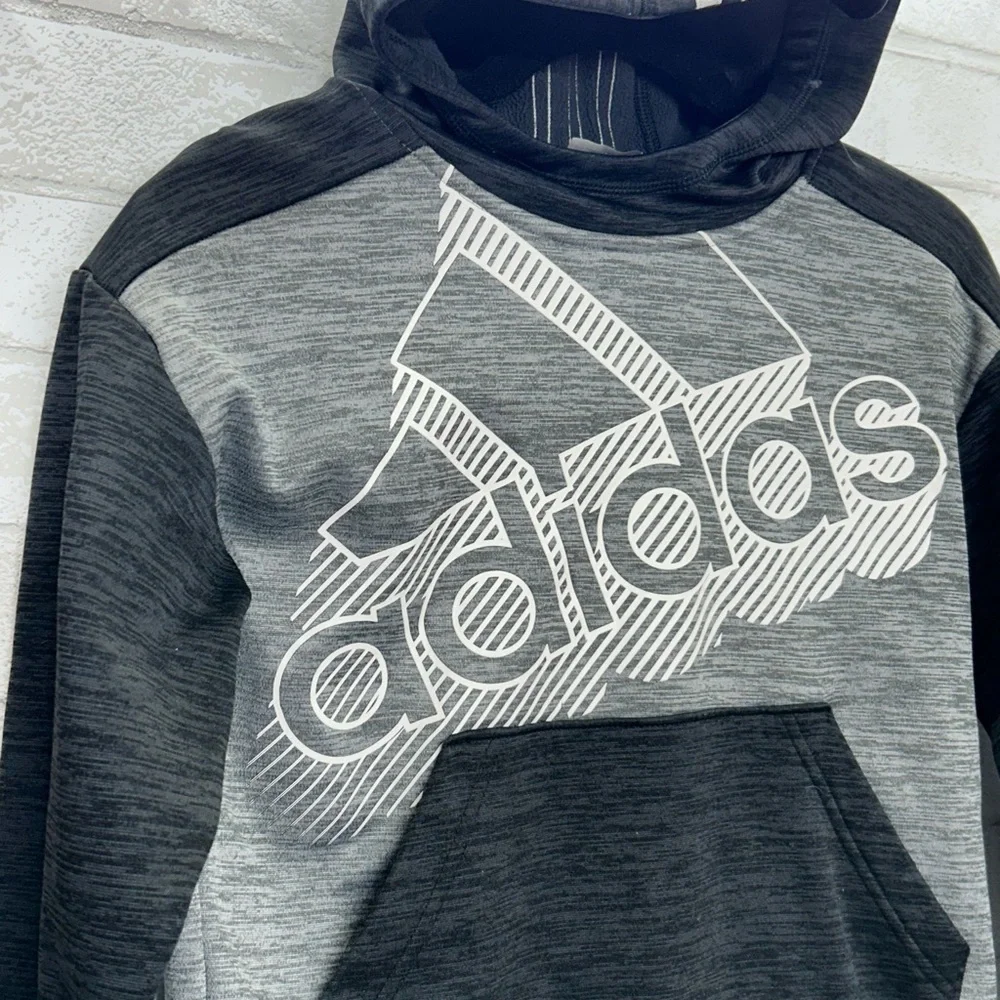 Adidas Charcoal and Black Logo Hoodie